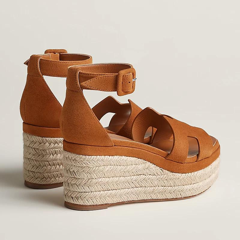 Dép Hermes Elda Espadrille Nữ Nâu